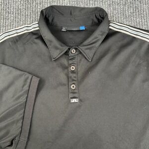 J. Lindeberg Black Performance Polo Shirt Striped Sleeves Men's XL Golf Dry